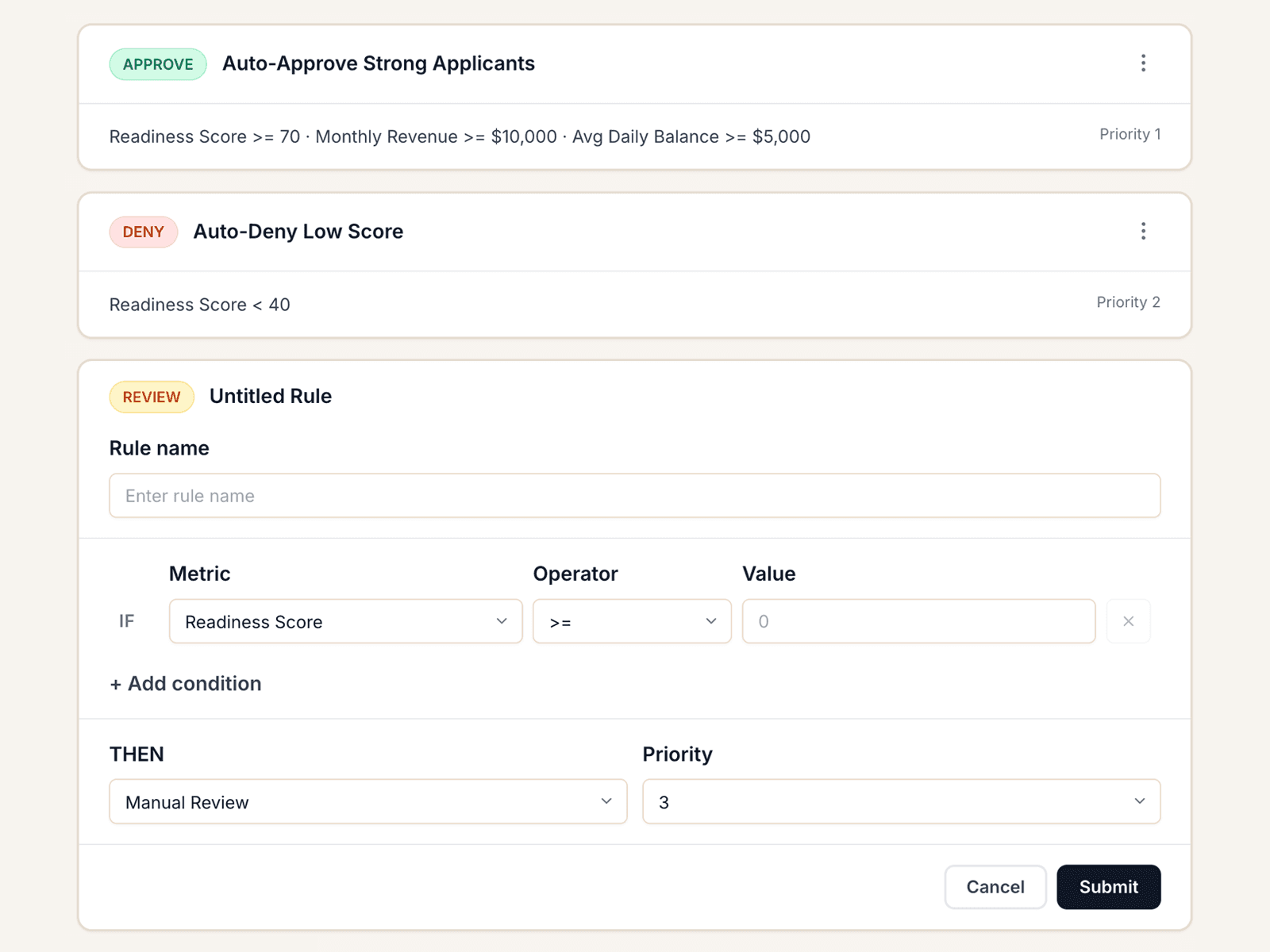 Decisioning configuration placeholder